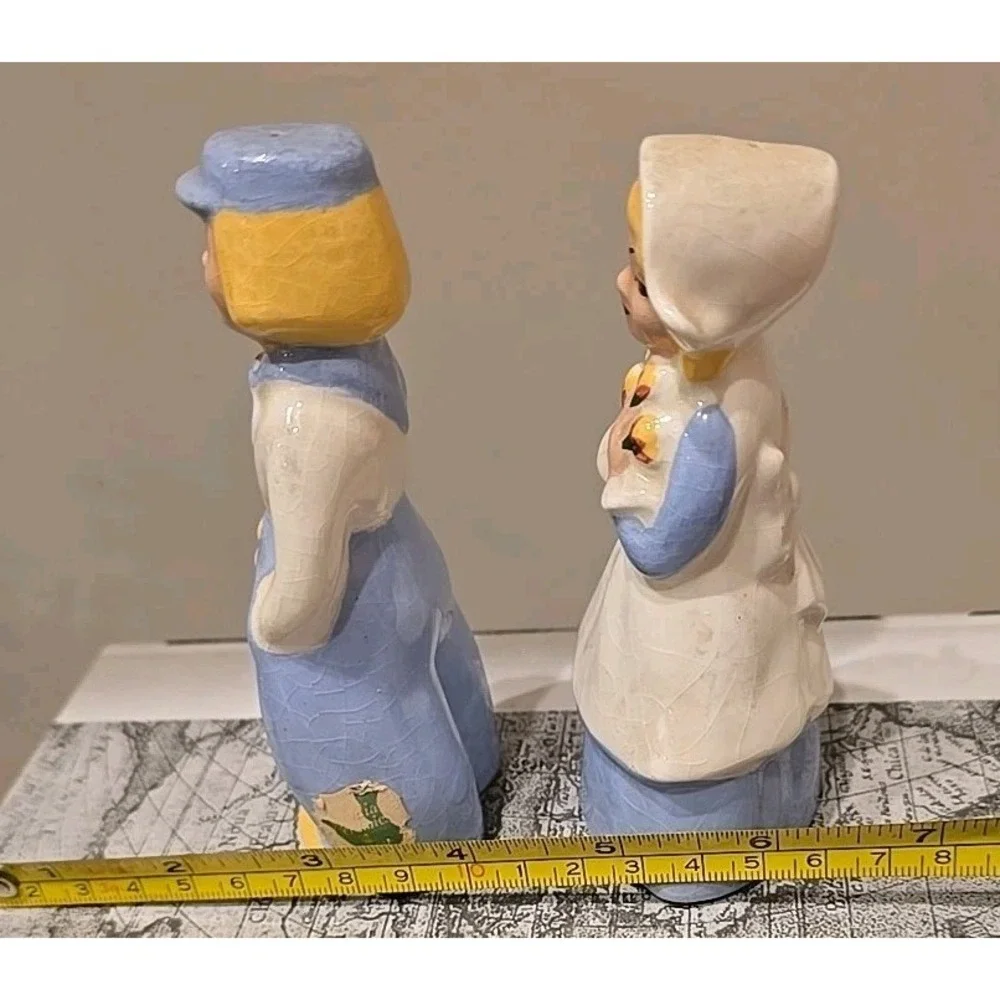 VTG 1940's MCM Ceramic Arts Studio Dutch Boy Girl Salt Pepper Shaker Cottagecore